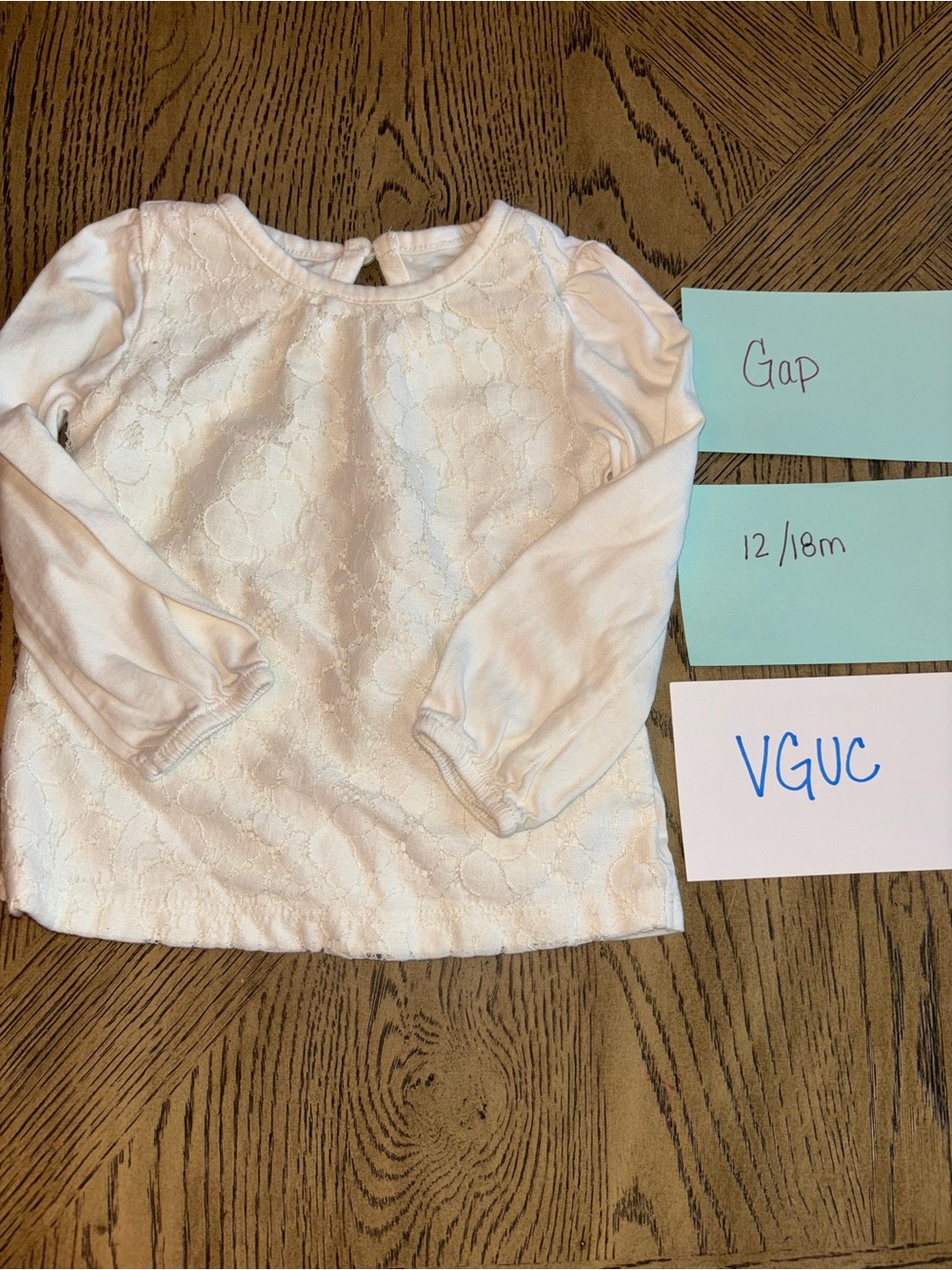 GAP Cream Lace Long Sleeve Top